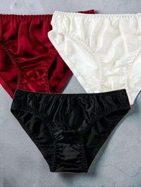 Women’s Silk Bikini Panty Pack - Black, White & Red